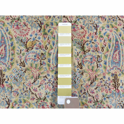10'X13' Ivory Antique Farsian Karman Full Pile Hand Knotted Wool Rug