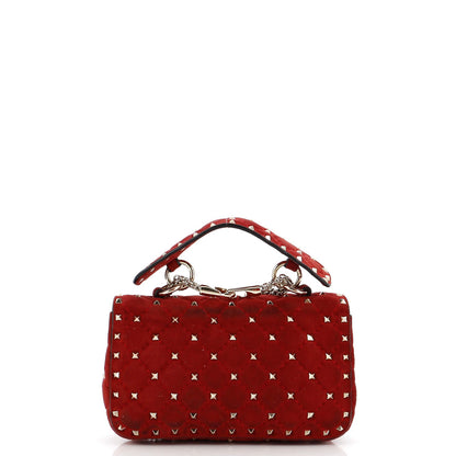 Valentino Garavani Rockstud Spike Flap Bag Quilted Suede Small