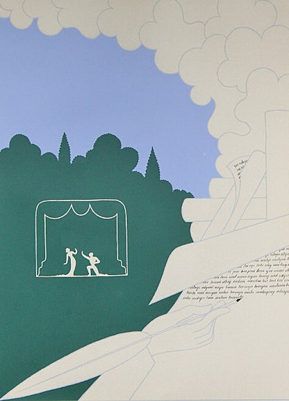 Erte Original Serigraph Print "Playwright" Hand Signed Framed Ed300