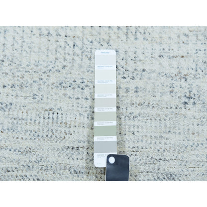 2'5"X21'9" Moonshine Gray Grass Design Undyed Hand Knotted Xl Runner Rug