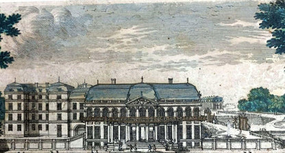 Pierre Aveline 1687 Hand-Colored Engraving Chteau De St. Cloud France Antique