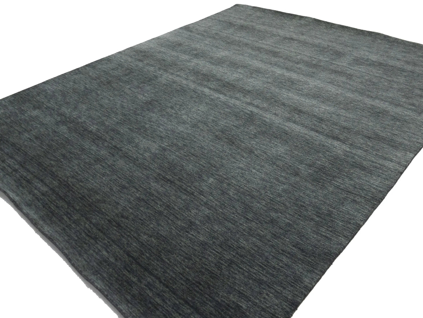 Solid Charcoal Hand-Loomed 9X12 Gabbeh Wool Rug