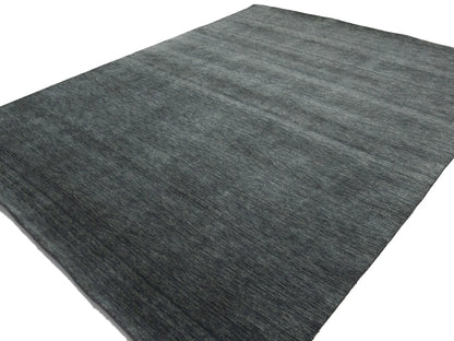 Solid Charcoal Hand-Loomed 9X12 Gabbeh Wool Rug