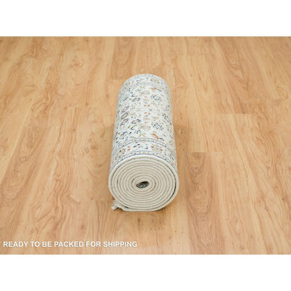 2'8"X16'4" Ivory Hand Knotted Nain Design 250 Kpsi Wool Xl Runner Rug