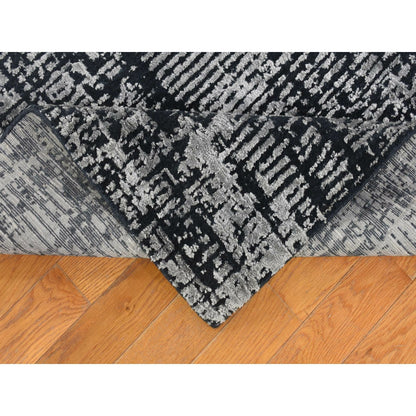 5'10"X9' Black Modern Wool And Plant Based Silk Hand Loomed Rug