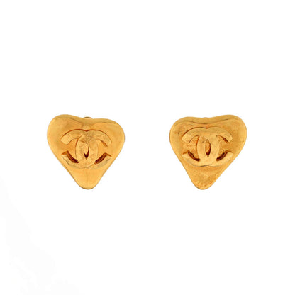 Chanel Cc Hearts Clip On Earrings Metal