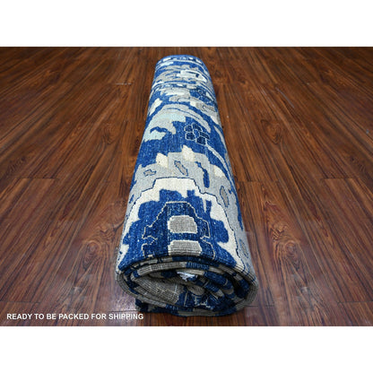 8'3"X9'8" Honorable Blue Wool Hand Knotted Peshawar Mahal Design Rug