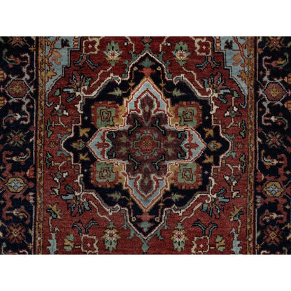 2'6"X6'2" Red Antiqued Heris Hand Knotted New Zealand Wool Runner Rug