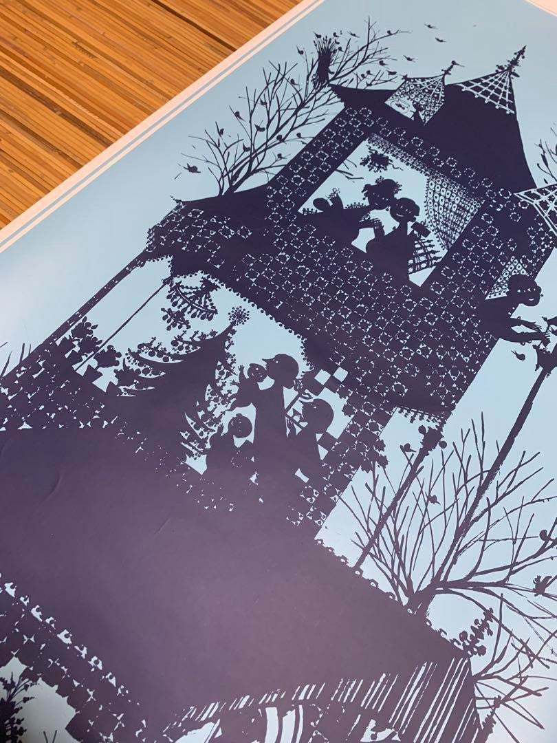 Bjorn Wiinblad Vintage Poster Winter Season Large 140X50Cm Danish Silhouette Art