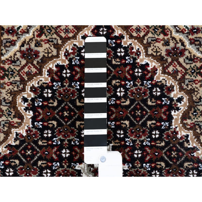 2'1"X8' Black Tebraz Mahi Fish Design Hand Knotted Wool-Silk Runner Rug