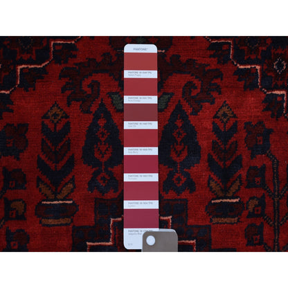 5'6"X7'8" Deep Red Hand Knotted Afghan Khamyab Soft Wool Rug