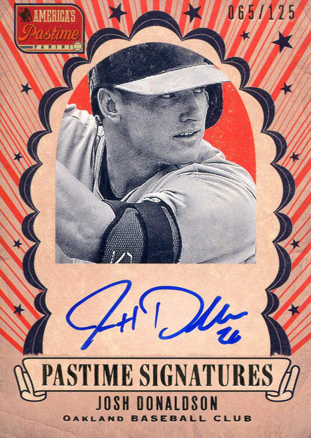 Josh Donaldson Autographed 2014 Panini Americas Pastime Card