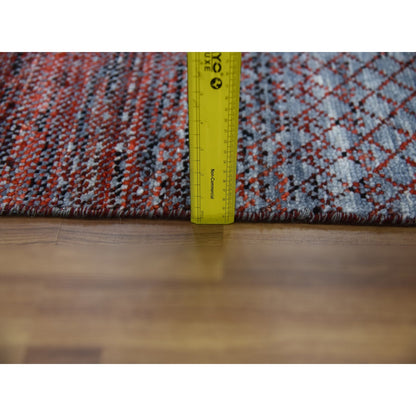 9'1"X12'1" Red Hand Knotted Modern Chiaroscuro Collection Pure Wool Rug