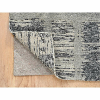 2'1"X3'1" Light Gray Hand Knotted Modern Hand Spun Wool Mat Oriental Rug