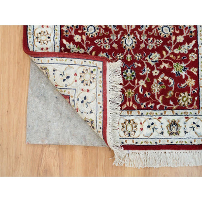 2'8"X6'8" Red 250 Kpsi Pure Wool Hand Knotted Nain Design Runner Rug