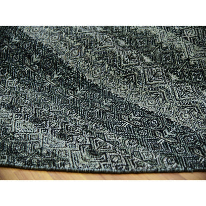 12'X12' Graphite Gray Hand Knotted Kohinoor Herrita All Wool Round Rug