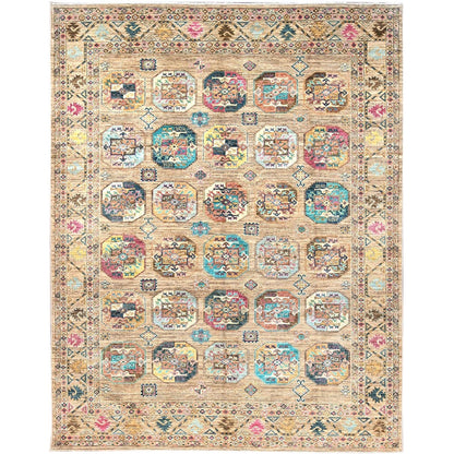 8'X10' Firewood Brown Soft Wool Afghan Ersari Design Hand Knotted Rug