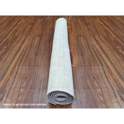 3'X4'9" Aircraft White Peshawar With Faded Colors Wool Hand Knotted Rug