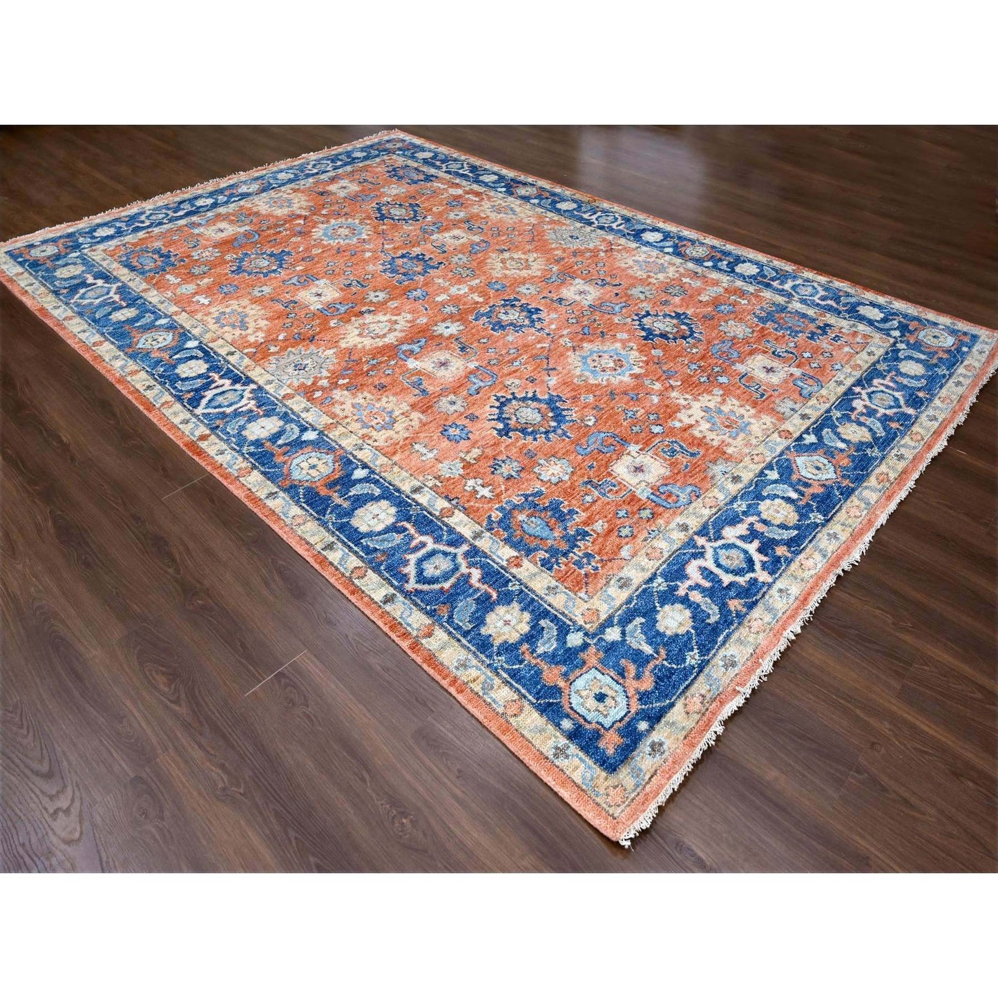 9'10"X14' Rust Orange Mahal Design Wool Hand Knotted Oriental Rug
