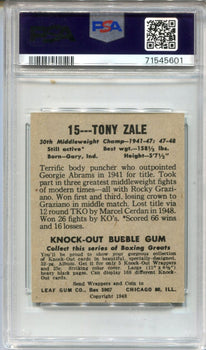 1948 Leaf Tony Zale #15 Psa Vg 3 Card