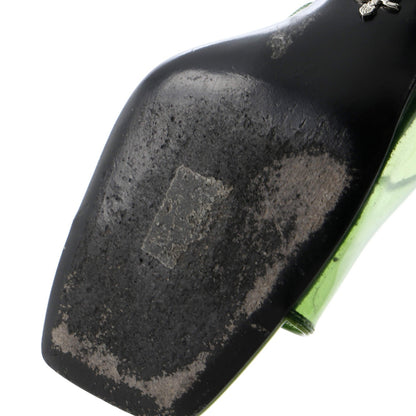 Prada Women'S Triangle Logo Kitten Heeled Sandals Pvc With Patent