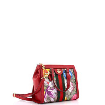 Gucci Ophidia Top Handle Tote Flora Gg Coated Canvas Small