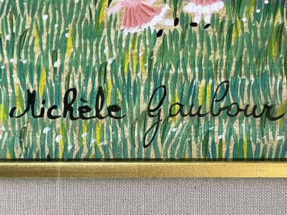 Michele Gaubour Les Maris Du Mois De Juin Original Oil Painting France 1985