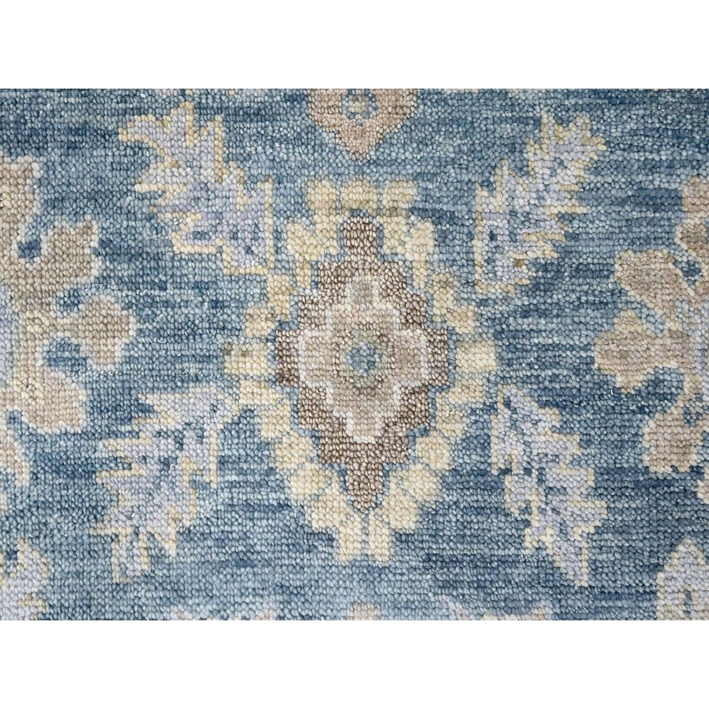 9'X12'1" Aegean Blue Oushak Design Hand Knotted Soft Wool Oriental Rug