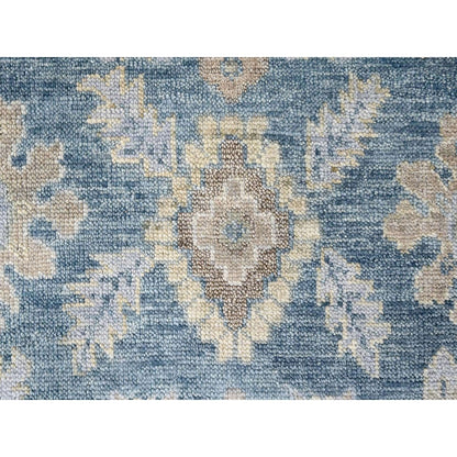 9'X12'1" Aegean Blue Oushak Design Hand Knotted Soft Wool Oriental Rug