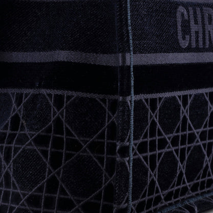 Christian Dior Book Tote Cannage Embroidered Velvet Medium
