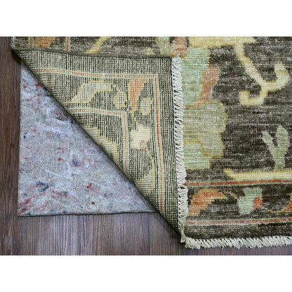 10'X13'5" Brown Afghan Angora Oushak Leaf Design Hand Knotted Wool Rug