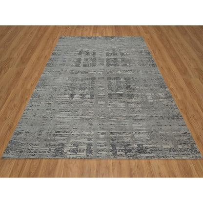 8'1"X10' Nevada Gray Modern Design Undyed Natural Wool Hand Knotted Rug