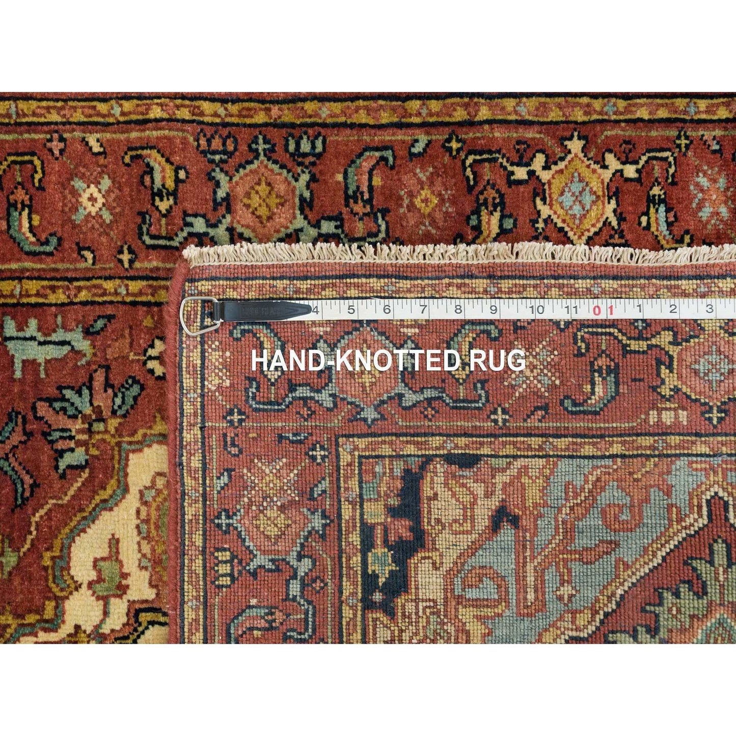 2'6"X10'1" Red Hand Knotted Fine Heris Re-Creation Wool Runner Rug