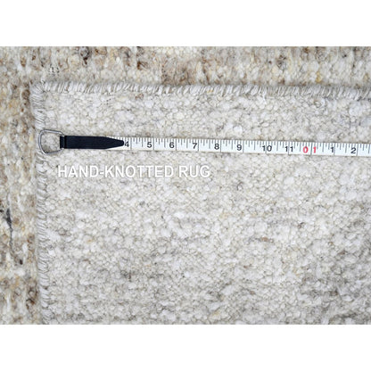 2'6"X7'9" Ivory Minimalist Swedish Design Hand Knotted Wool Runner Rug