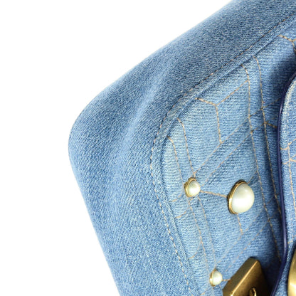 Gucci Pearly Gg Marmont Flap Bag Embellished Matelasse Denim Mini