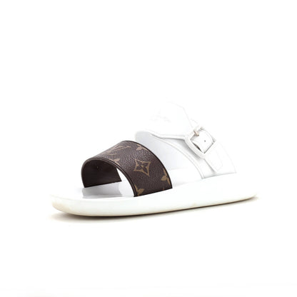 Louis Vuitton Women'S Sunbath Flat Mule Sandals Monogram Canvas And Rubber