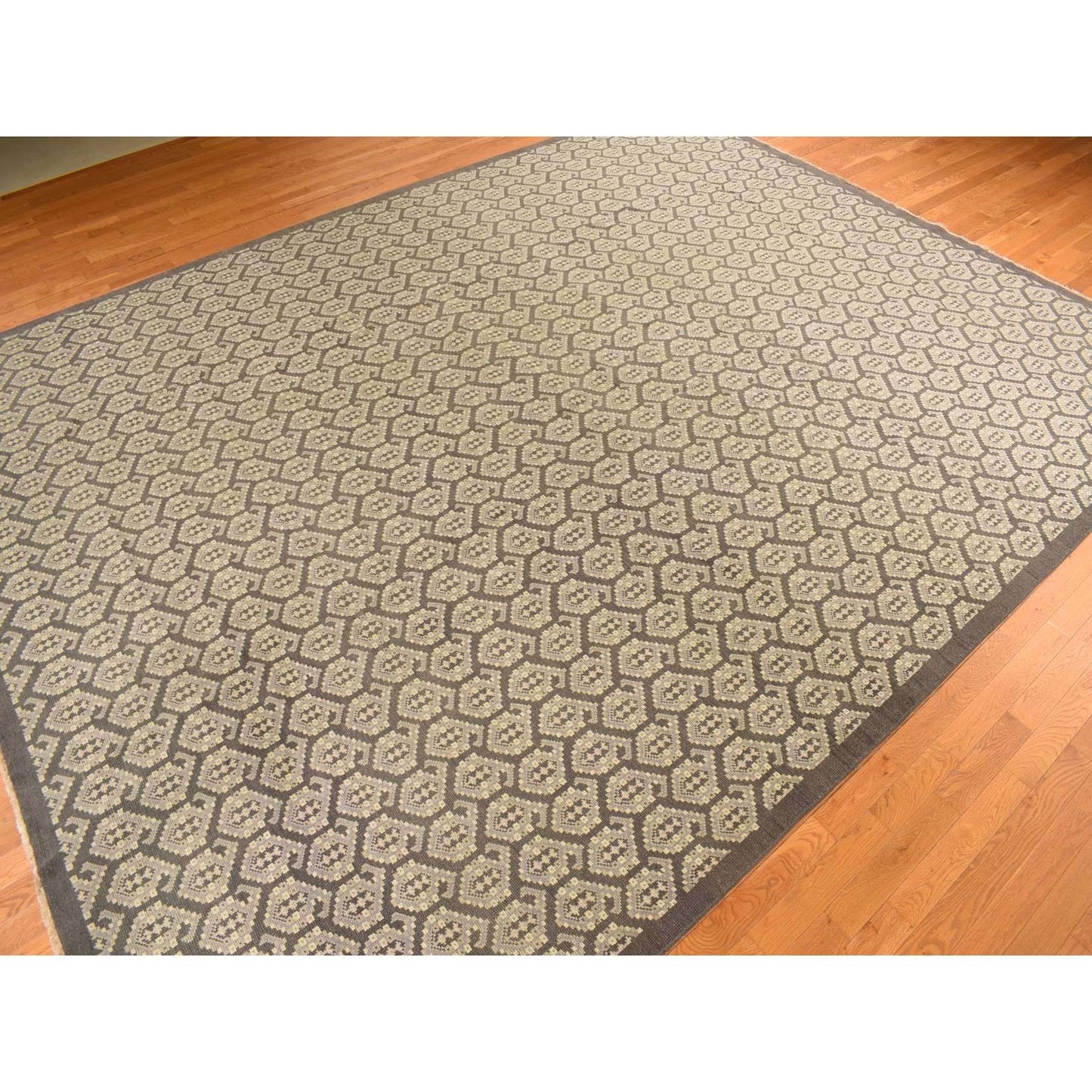 11'8"X15' Carbon Gray Turkish Knot Oushak Wool Hand Knotted Oversized Rug