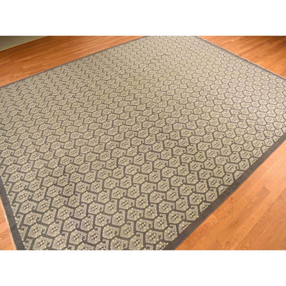11'8"X15' Carbon Gray Turkish Knot Oushak Wool Hand Knotted Oversized Rug