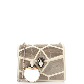 Bvlgari Serpenti Forever Square Shoulder Bag Chain Embellished Leather Mini