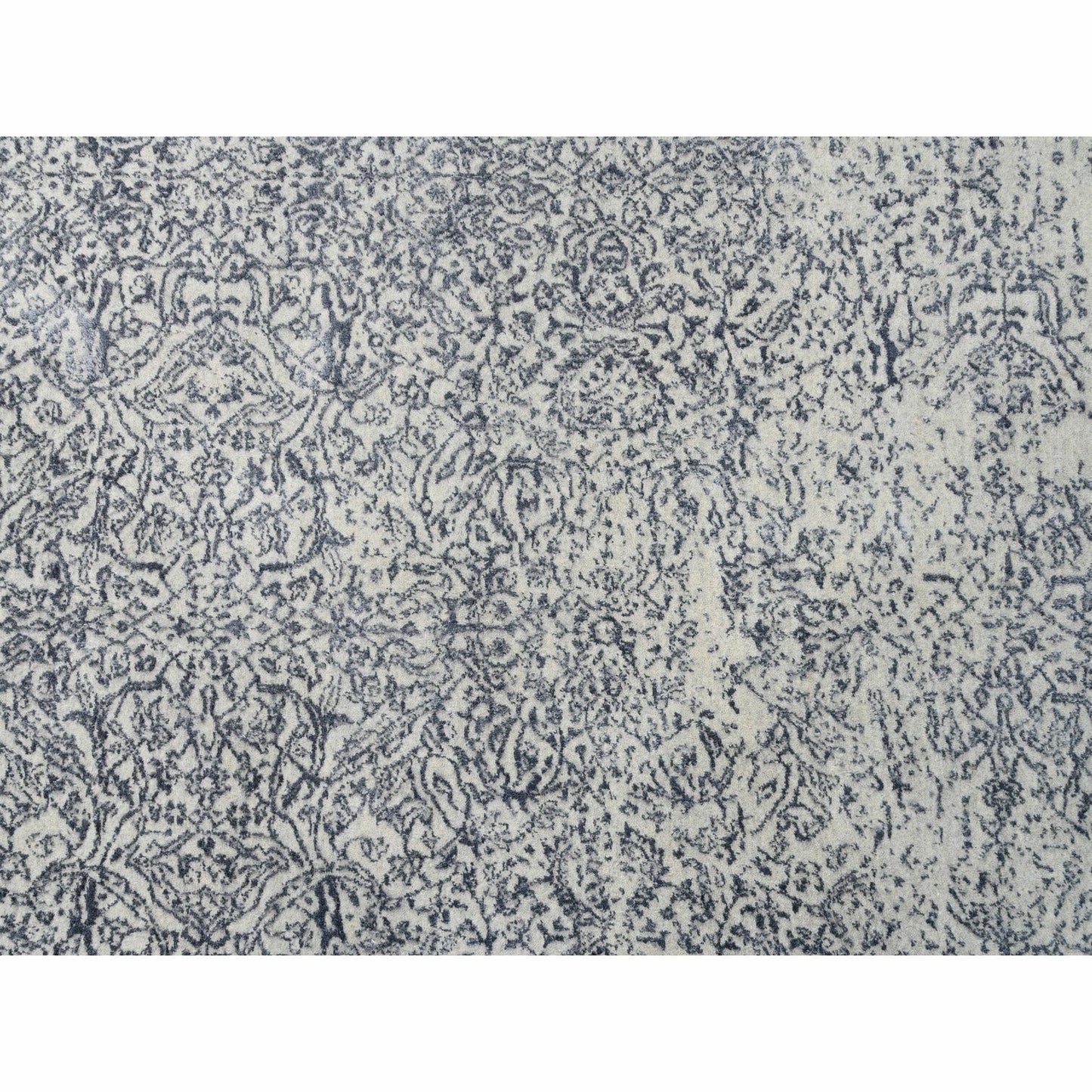 12'X18'2" Wool And Silk Hand Loomed Gray Fine Jacquard Oversized Rug