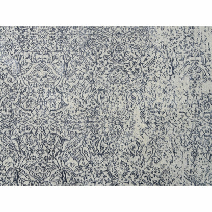12'X18'2" Wool And Silk Hand Loomed Gray Fine Jacquard Oversized Rug