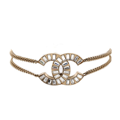Chanel Cc Double Strand Bracelet Metal With Crystal