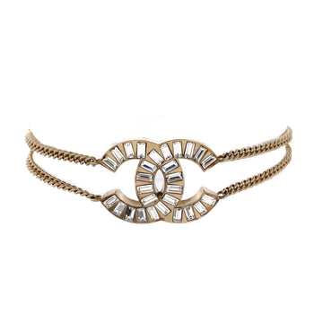 Chanel Cc Double Strand Bracelet Metal With Crystal