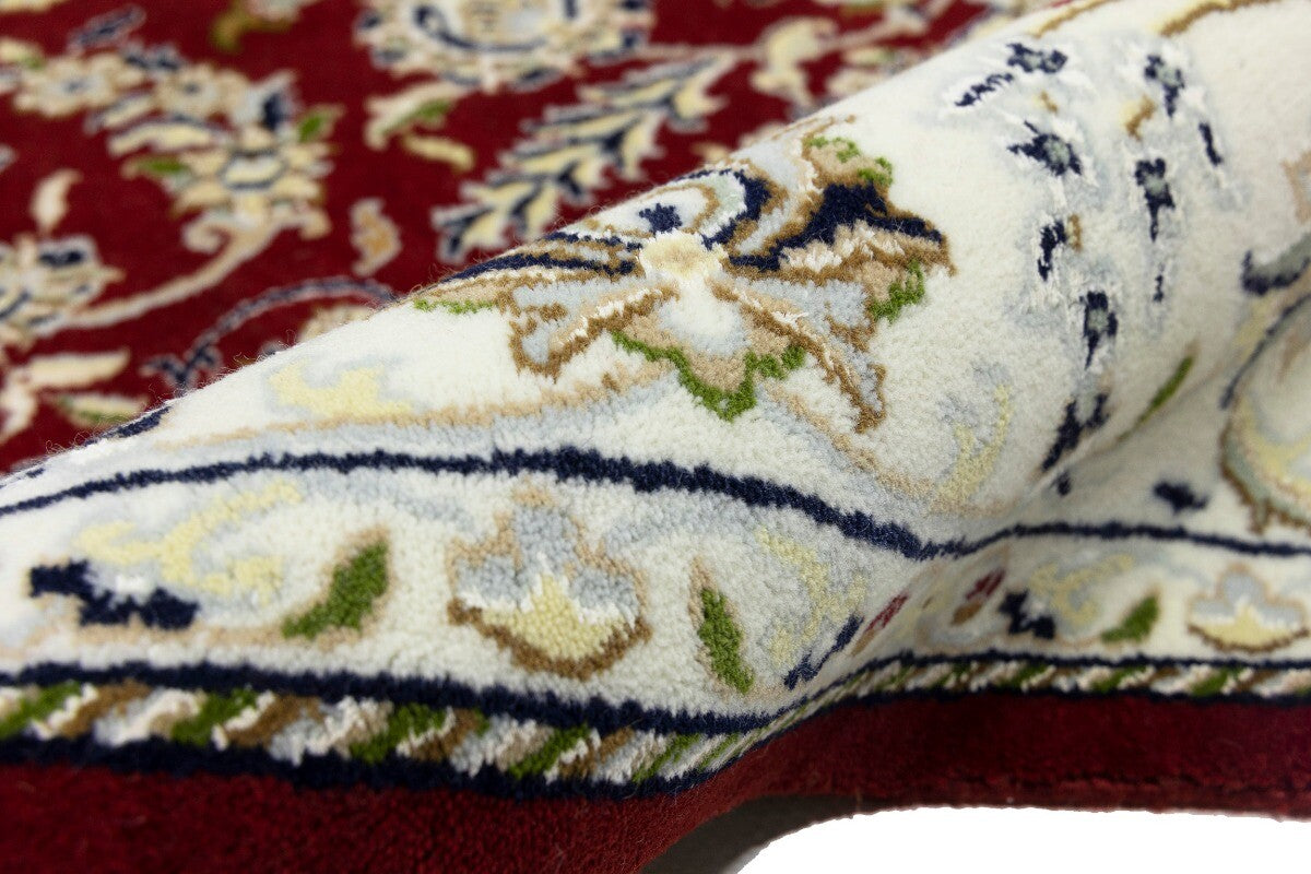 6X6 Ft Square Red Floral Indo-Nain Rug Classic