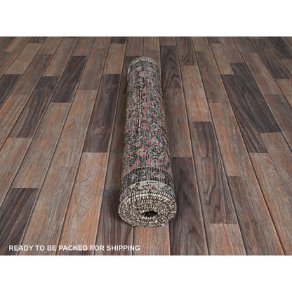 2'7"X9'1" Red Vintage Zoroastrian Khamadan Hand Knotted All Wool Runner Rug