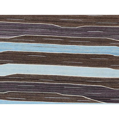 8'2"X10'1" Hand Woven Brown And Blue Mountain Design Flat Weave Kilim Rug