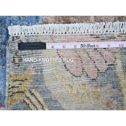 6'X11'10" Blue Birds Of Paradise Peshawar Hand Knotted Wide Runner Rug