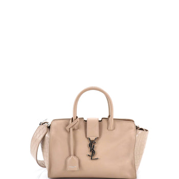 Saint Laurent Monogram Cabas Downtown Leather With Crocodile Embossed Leather