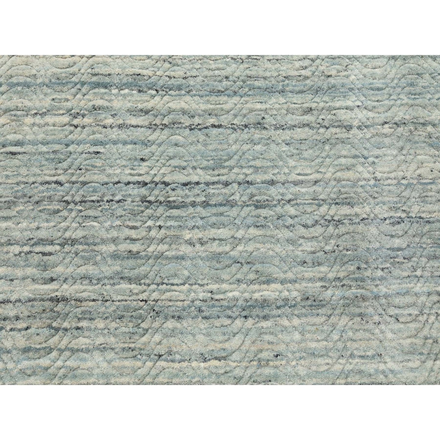 10'X10' Green Hand Loomed Variegated Organic Wool Oriental Round Rug