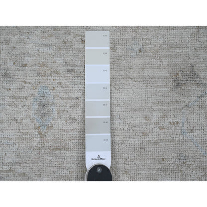 5'X6'10" Gray Afghan Angora Oushak All Over Pattern Hand Knotted Wool Rug